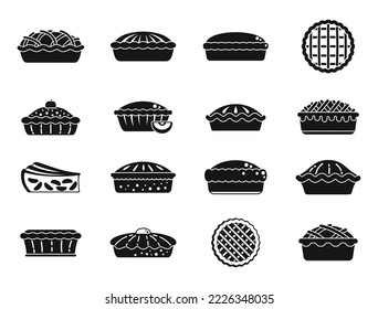 Apple pie icons set simple vector. Food dessert. American apple