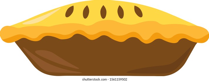 Apple pie, illustration, vector on white background.