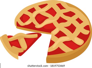 Apple pie, illustration, vector on white background