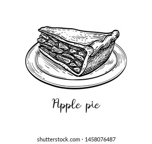 Apple pie. Ink sketch isolated on white background. Hand drawn vector illustration. Retro style.