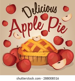 Apple Pie isolated with Apples, Sweet, tart dessert treat. Vector illustration
