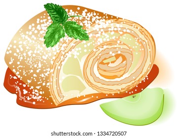 apple pie with apple isolated in white