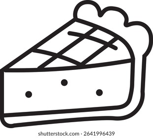 Apple pie line art. Black and white outline vector perfect for autumn, nature, forest, or harvest-themed designs.