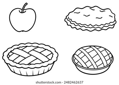 Apple Pie Line Art zeigt zarte Kruste und füllende Illustrationen