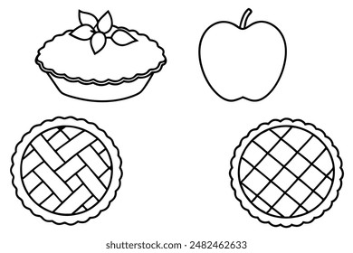 Apple Pie Line Art showcasing classic dessert elegance