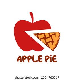 Apple pie logo vector illustration template hand draw