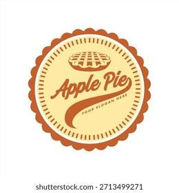 Plantilla de la Ilustración vectorial del logotipo del pastel de manzana moderna simple, conveniente para el restaurante, el camión de la comida, la panadería y la cafetería
