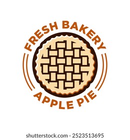 Apple pie logo vector retro emblem fresh bakery