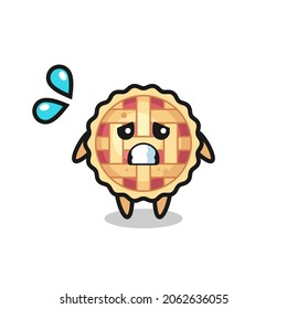 apple pie mascot character with afraid gesture , cute style design for t shirt, sticker, logo element