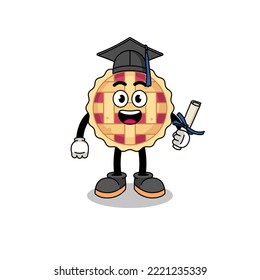 apple pie mascot with graduation pose , character design