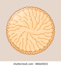 Apple pie on a beige background. Isolated apple pie. Hand drawing. Vector illustration.