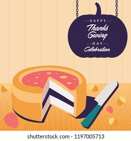 Apple Pie On The Table Thanksgiving Flat Design