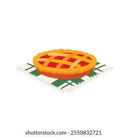 Apple pie on a white background. Vector illustration in flat style.