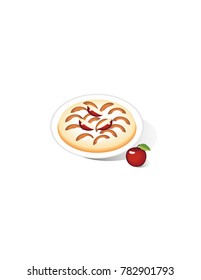 Apple pie on white background