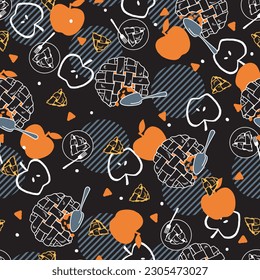 Apple Pie Pastry Snack Time Vector Graphic Seamless Pattern can be use for background and apparel design
