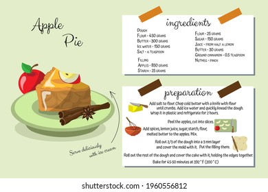 Apple pie recipe. Cookbook, instruction, method, step by step cooking. Cooking is easy, we cook at home. Cooking for children