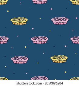 Apple pie seamless background. homemade pies pattern. home baking pattern. pies pattern. thanksgiving day seamless pattern. Design for bakery,pastry,confectionery menu. design wrap for bakery products