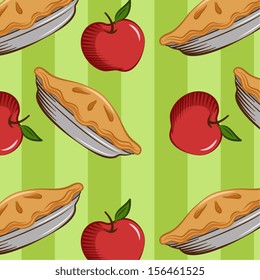 Apple and pie seamless pattern. EPS 10  (pattern tile is located in the swatch palette)