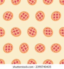 Apple pie seamless pattern. Suitable for backgrounds, wallpapers, fabrics, textiles, wrapping papers, printed materials, and many more.