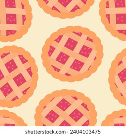 Apple pie seamless pattern. Suitable for backgrounds, wallpapers, fabrics, textiles, wrapping papers, printed materials, and many more.