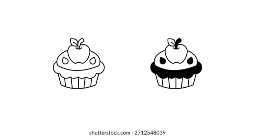 ícone de conjunto de torta de maçã com fundo branco vetor ilustração stock