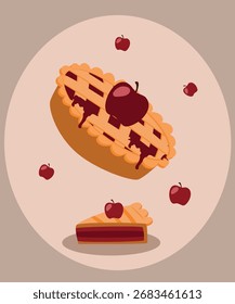  Torta de maçã e torta de fatia no creme Delicious