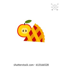 Apple pie slice with fruit icon