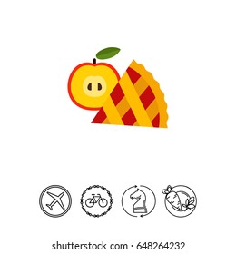 Apple pie slice with fruit icon