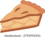 Apple Pie Slice Sweet Dessert Bakery Vector Illustration