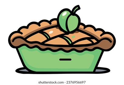 Apple pie slice vector icon. American homemade traditional dessert.
