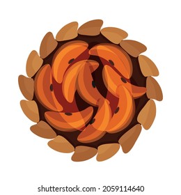 Apple pie for Thanksgiving, Thanksgiving food, vector illustration of food, traditional Thanksgiving dishes. Menu items. Sugar. Delicious pastries with filling. Handmade work.