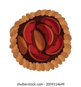 Apple pie for Thanksgiving, Thanksgiving food, vector illustration of food, traditional Thanksgiving dishes. Menu items. Sugar. Delicious pastries with filling. Handmade work.