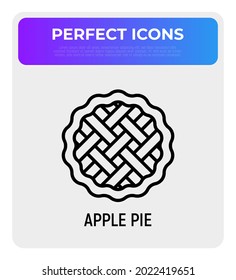 Apple pie thin line icon. Modern vector illustration of bakery.
