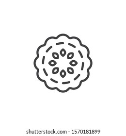 Apple pie top view line icon. linear style sign for mobile concept and web design. Thanksgiving pie outline vector icon. Bakery symbol, logo illustration. Vector graphics