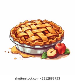 apple pie vector flat color white background