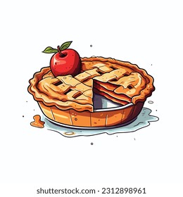 apple pie vector flat color white background