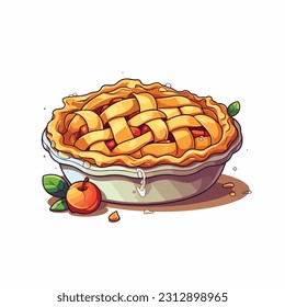 apple pie vector flat color white background