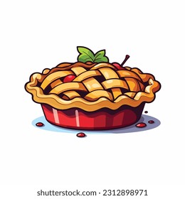 apple pie vector flat color white background