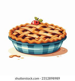 apple pie vector flat color white background