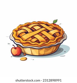 apple pie vector flat color white background