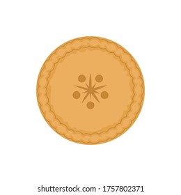 Apple pie vector illustration isolated on white background. Traditional American pie illustration. Dessert with lattice of dough for thanksgiving holiday. Top view