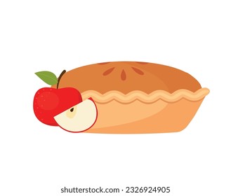 Apple pie vector illustration isolated on white background.