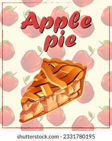 Apple pie vector illustration poster