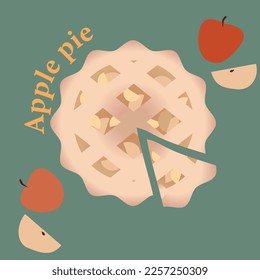 Apple pie. Vector illustration with text