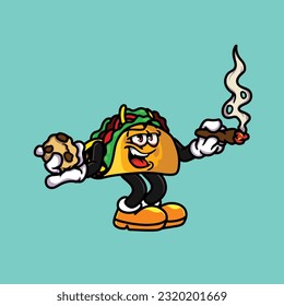 tacos vectoriales de la tarta de manzana torta vectorial de la torta de vectores de la vaquilla de la manzana aguantar la hierba de la cannabis nug