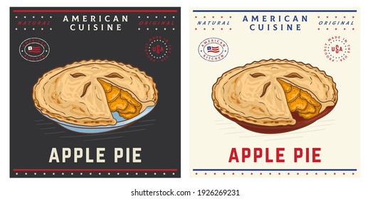 Apple pie vintage retro illustration