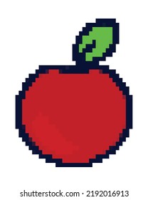 apple pixel art icon isolated