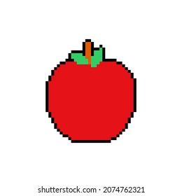 Apple pixel art. pixelated Fruit. 8 bit vector illustration