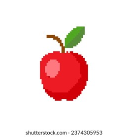 Apple pixel art vector illustration isolated on white background.