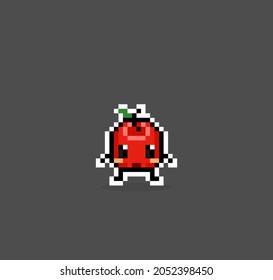 Carácter píxel de Apple. Ilustración vectorial de activos de juego de 8 bits.